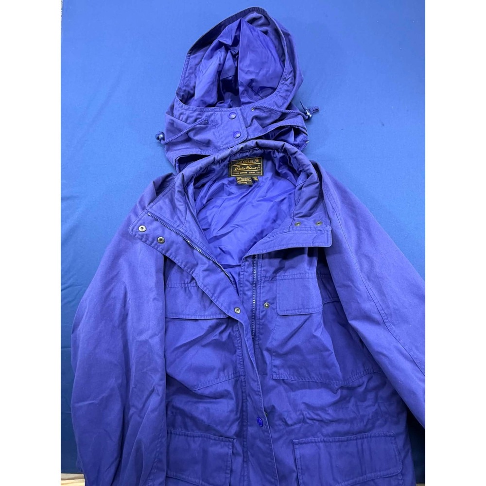 Vintage Eddie Bauer Women Jacket Removable Hood Purple Nylon‎ Lining Size XL